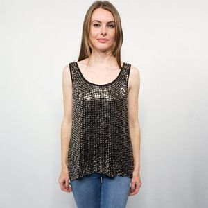 L'AGENCE Silk Sequin Beaded Sleeveless Top